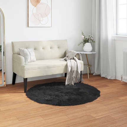 Fuskfäll matta TAFALLA Svart Ø 120 cm Polyester