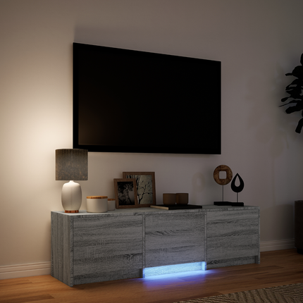 TV-bänk med LED 140x34x40 cm Grå Sonoma Konstruerat trä