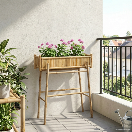 Trädgårdsplanta med hållare Naturfärg 100 x 38 x 114 cm Bambus