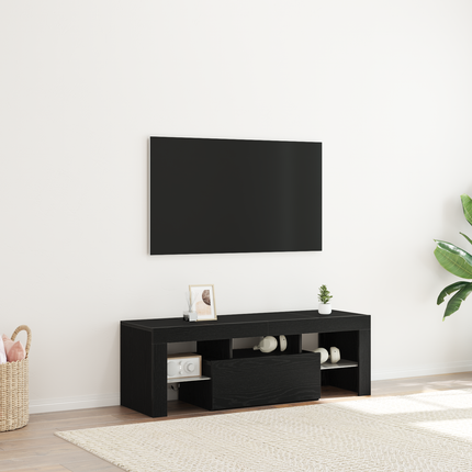 TV-skåp 120 x 35 x 40 cm Svart Ek Konstruerat trä