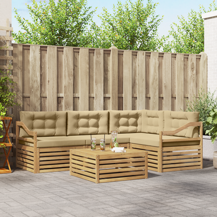 Utomhussoffset 5 st Vit och Beige Polyester