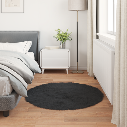Fuskfäll matta TAFALLA Svart Ø 80 cm Polyester