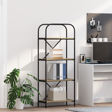 Hyllsystem 4 nivåer 60 x 30 x 146 cm Konstruerat trä Sonoma-ek