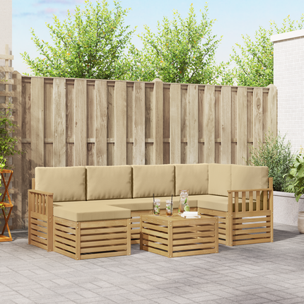 Utomhussoffset 7 st Vit och Beige Polyester