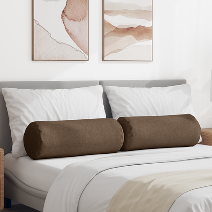 Bolsterkuddar 2 pcs Brun Ø 25 x 70 cm tyg