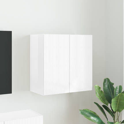 TV Vägghylla 59,5 x 31 x 60 cm Högblanka vita Konstruerat trä