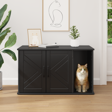 Katt hus Svart 85 x 55 x 50,5 cm Konstruerat trä