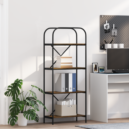 Hyllsystem 4 nivåer 60 x 30 x 146 cm Konstruerat trä Rökt ek
