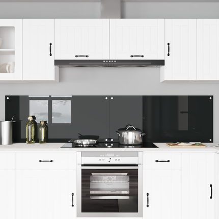 Köksskydd 2 pcs Svart 110 x 50 cm härdat glas