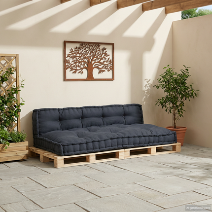 Pallettsoffa Kudde 2 st Tyg Antracit 120 x 80 x 38 cm