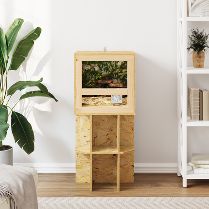 Terrariebas med hylla Brun 40 x 40 x 50 cm OSB