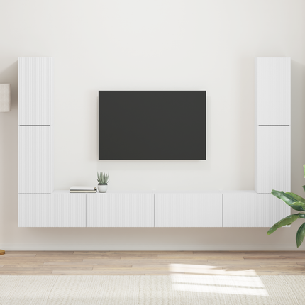 TV-bänkset 8 st Vit Konstruerat trä