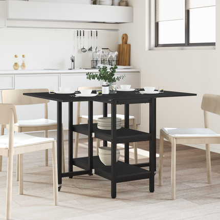 Matbord 122 x 80 x 76,5 cm Konstruerat trä Svart ek Rektangulär