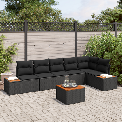 Trädgårdsoffset 6 st 6-Antal sittplatser Svart Polyrattan