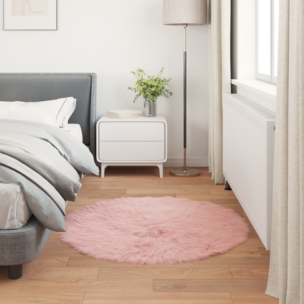 Fuskfäll matta TAFALLA Rosa Ø 80 cm Polyester
