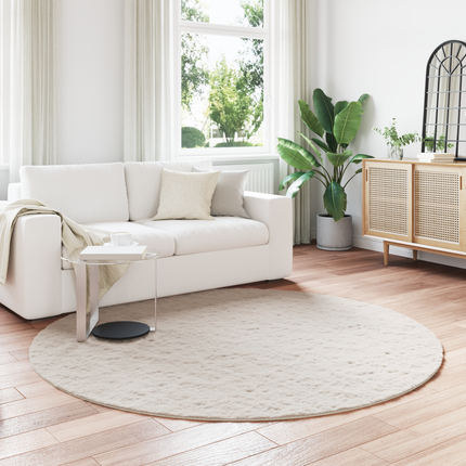 Halkfri matta i konstgjord kaninfäll OLITE Beige Ø 160 cm