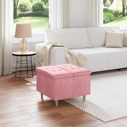 Förvaringspall med kudde Rosa 60 x 60 x 45 cm Sammet