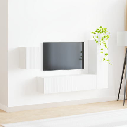 TV-bänkset 4 st Vit Konstruerat trä