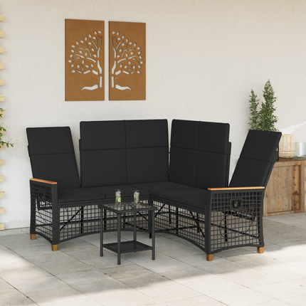 Trädgårds fällbar soffgrupp Justerbar Svart 164 x 164 x 112 cm