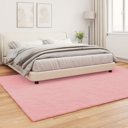Halkfri matta i konstgjord kaninfäll OLITE Rosa 240 x 340 cm