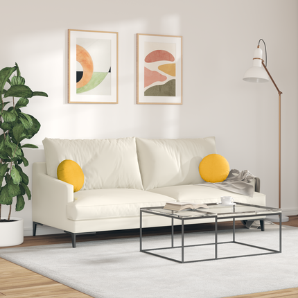 Sittkuddar 2 st Kordread tyg Ljusgul Ø30 x 13 cm