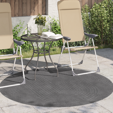 Områdesmattor Rund PALMERAS Antracit Ø 120 CM Polyester