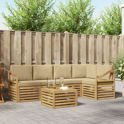 Utomhussoffset 6 st Vit och Beige Polyester