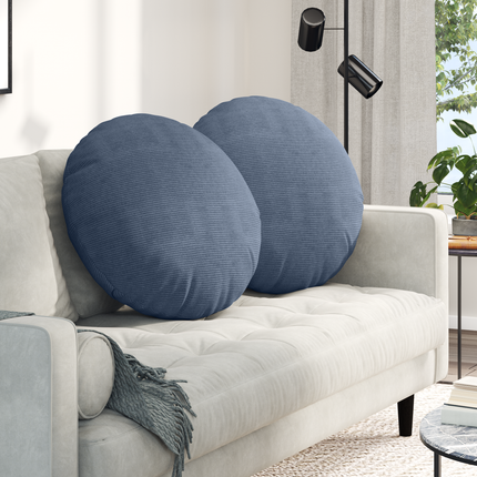Sittkuddar 2 st Kordread tyg Blå Ø 80 cm