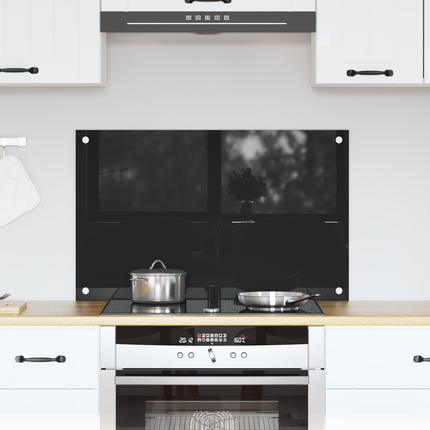 Köksskydd Svart 80 x 50 cm härdat glas