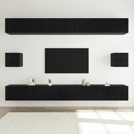 TV-bänkset 8 st 100 x 30 x 30 cm Svart Ek