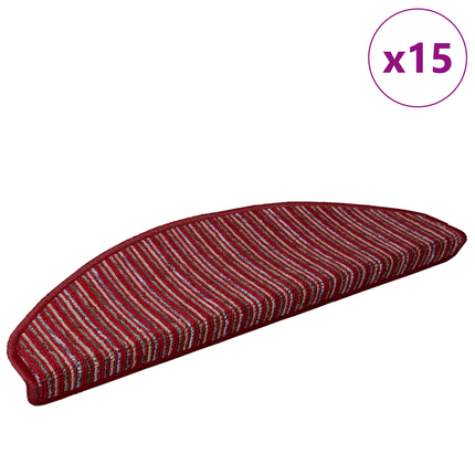 Självhäftande trappmattor 15 st 65 x 21 x 4 cm Non-Slip Röd