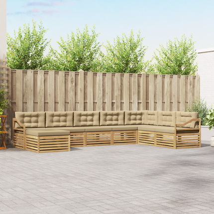 Utomhussoffset 8 st Vit och Beige Polyester