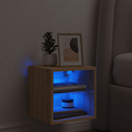 Väggmonterad tv-bänk LED sonoma-ek 30x28,5x30 cm