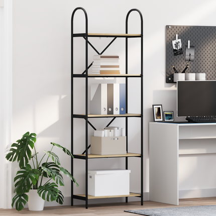 Hyllsystem 5 nivåer 60 x 30 x 183 cm Konstruerat trä Sonoma-ek