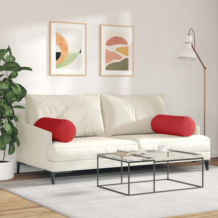 Bolsterkuddar 2 pcs Röd Ø 25 x 70 cm tyg