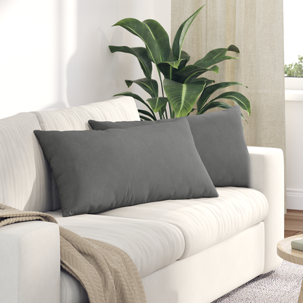 Sofakuddar 2 pcs Mörkgrå 80 x 40 cm tyg