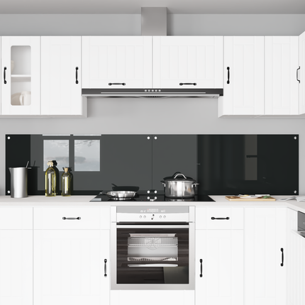 Köksskydd 2 pcs Svart 120 x 50 cm härdat glas