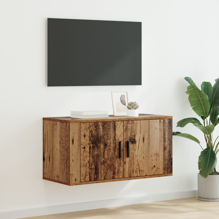 Väggmonterat TV-förråd 80 x 34.5 x 40 cm Gammalt trä