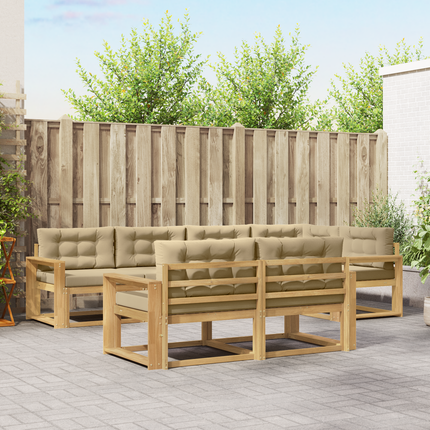 Utomhussoffset 6 st Vit och Beige Polyester