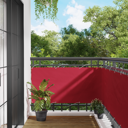 Balkong Skärm Röd 75 x 200 cm PU-belagt oxford alu