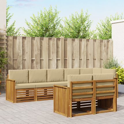 Utomhussoffset 8 st Naturlig och Beige Polyester