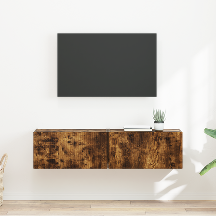 TV Vägghylla 2 st Rökt ek Konstruerat trä