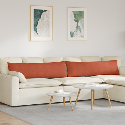Sofakuddar 2 pcs Röd orange 145 x 40 cm Kordread tyg