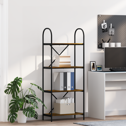 Hyllsystem 4 nivåer 60 x 30 x 146 cm Konstruerat trä Rökt ek
