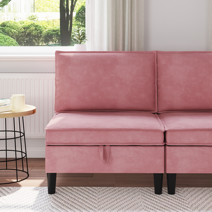 Mellansofta med förvaring Rosa Sammet
