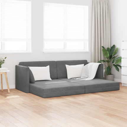 Golvbäddsoffa Mörkgrå 213 x 70 x 77 cm Sammet