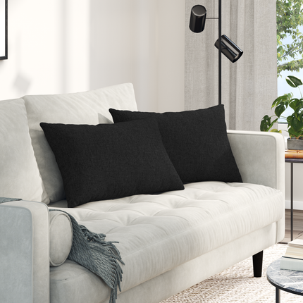 Sofakuddar 2 st tyg Svart 60 x 40 cm