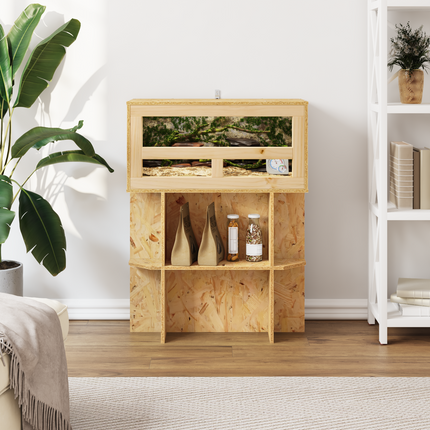 Terrariebas med hylla Brun 60 x 30 x 50 cm OSB
