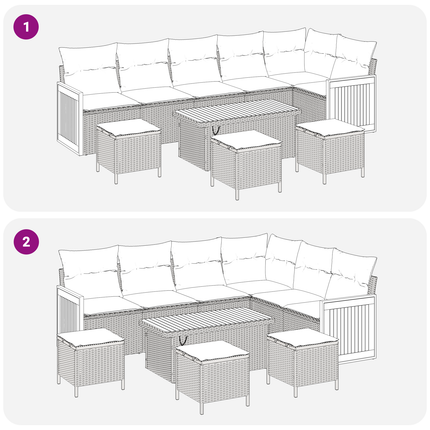 Trädgårdsoffset 10 st 10-Antal sittplatser Beige och Ljusgrå