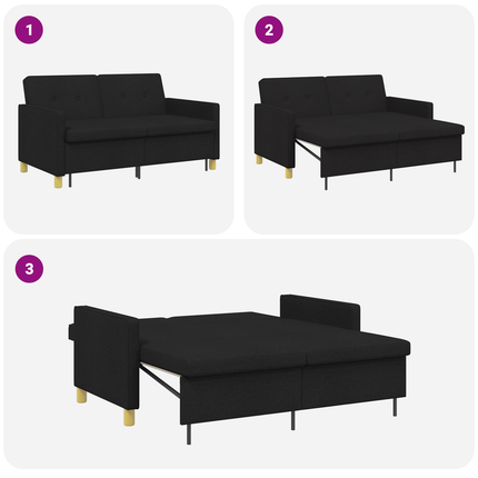 Pull Out Sofa Bed Svart Tyg